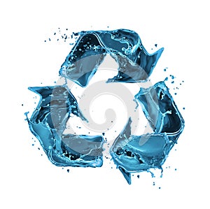 Splashes of ocean water in the shape of a recycling sign