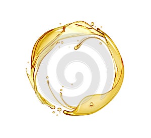Splashes of oily liquid arranged in a circle isolated on white background photo