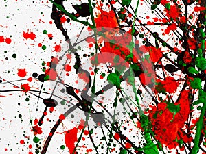 Splashes on red and black and green paint
