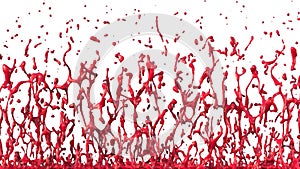 Splashes of red paint on white background, 3d rendering