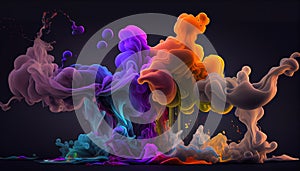 Splashes of Vivid Colored Paint of Whisps of Smoke Carrying Colorful Fog AI Generative Background