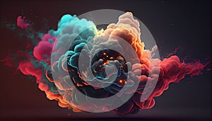 Splashes of Vivid Colored Paint of Whisps of Smoke Carrying Colorful Fog AI Generative Background
