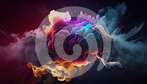 Splashes of Vivid Colored Paint of Whisps of Smoke Carrying Colorful Fog AI Generative Background