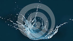 splashes of water on a dark blue background 3d rendering. AI