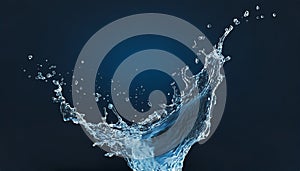 splashes of water on a dark blue background 3d rendering. AI