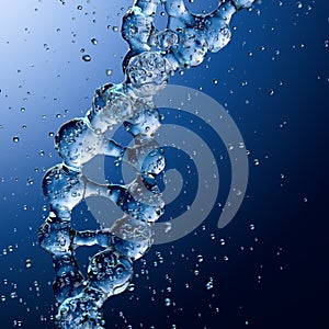 Splashes of water shaped of a DNA molecule. 3d render