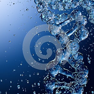 Splashes of water shaped of a DNA molecule. 3d render