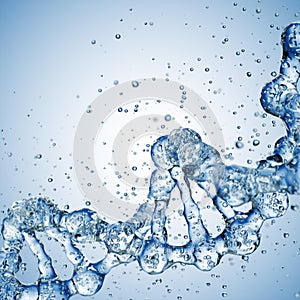 Splashes of water shaped of a DNA molecule. 3d render