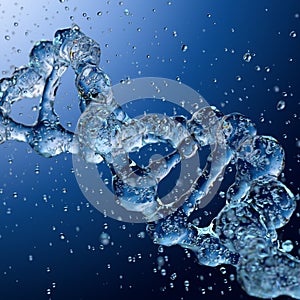 Splashes of water shaped of a DNA molecule. 3d render