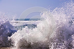 Splashes and waves of Mediterranean sea photo