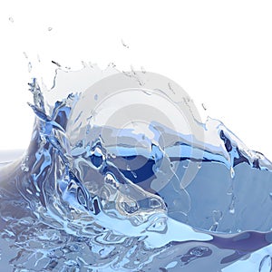 Splashing blue sparkling pure water. Abstract nature background