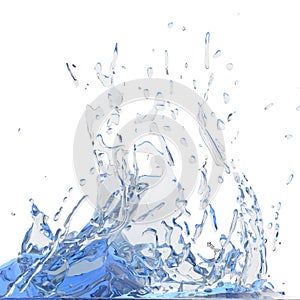 Splashing blue sparkling pure water. Abstract nature background