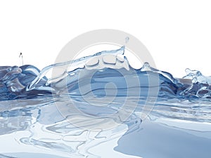 Splashing blue sparkling pure water. Abstract nature background