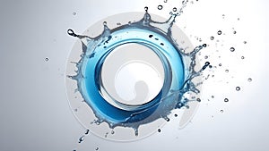 Splashing blue water circle, transparent purity in motion. Freshness, purity, and beauty