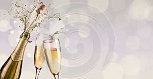 Splashing champagne background