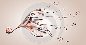 Splashing chocolate blob abstract background, isolated 3d rendering