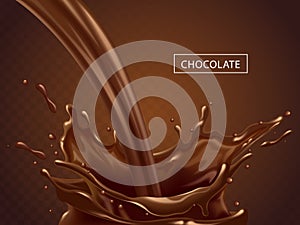 Splashing chocolate liquid