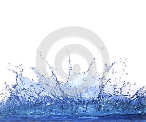 Splashing clear water on white background use for refreshment an