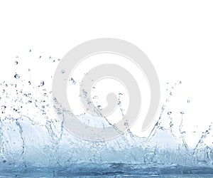 Splashing clear water on white background use for refreshment an