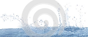 Splashing clear water on white background use for refreshment and cool drinking water background