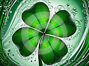 Splashing and clover leaves abstract background. St. Patrick's day.