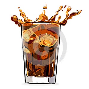 Splashing cola soft drink - vector illustration