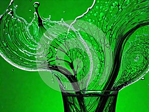 Splashing and drops abstract background. St. Patrick's day.