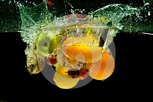 Splashing Fresh fruit and Vegetables