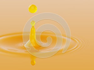 Splashing orange juice 3d illustration