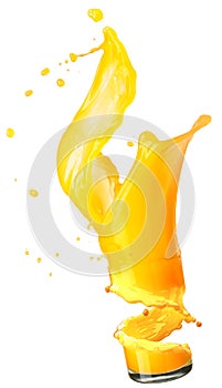 Splashing orange juice with oranges