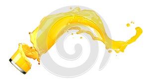 Splashing orange juice with oranges