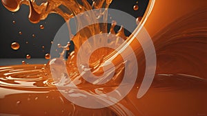 Splashing orange liquid texture background illustration