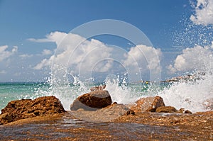 Splashing sea waves