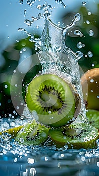Splashing Superfood: The Cooling Power of Dropped Kiwi Fruit photo