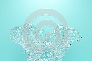 Splashing water on blue background. 3d rendering
