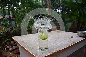 Splashing water from glass