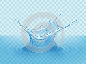Splashing water isolated on blue background vector