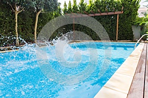 Splashing water in pool