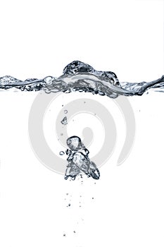 Splashing water surface and unterwater bubbles