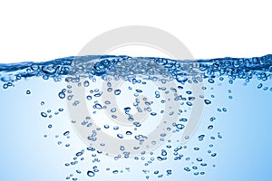 Splashing water with underwater bubbles