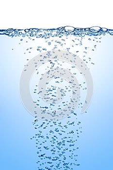 Splashing water with underwater bubbles