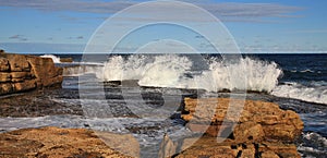 Splashing waves at Maroubra Beach, Sydney