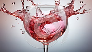 Splashing wine, pouring liquid, refreshing drink, glass filled with celebration generated by AI