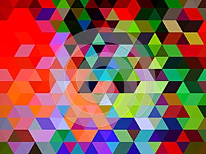 A splashy multi-colored geometric pattern of triangles