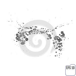 Splatter background. Gray calligraphy ink splats. Spray paint dr