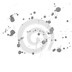 Splatter background. Gray calligraphy ink splats. Spray paint dr