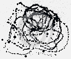 Splatter Black Ink Background. Hand Drawn Spray Blots