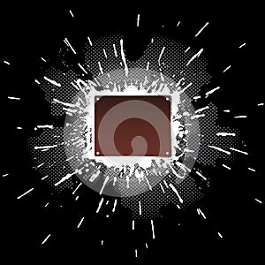 Splatter design element with metal plate