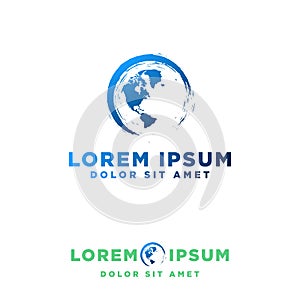 splatter globe icon, logo template vector illustration