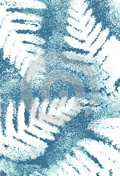 Splatter paint  background with fern leafs silhouette